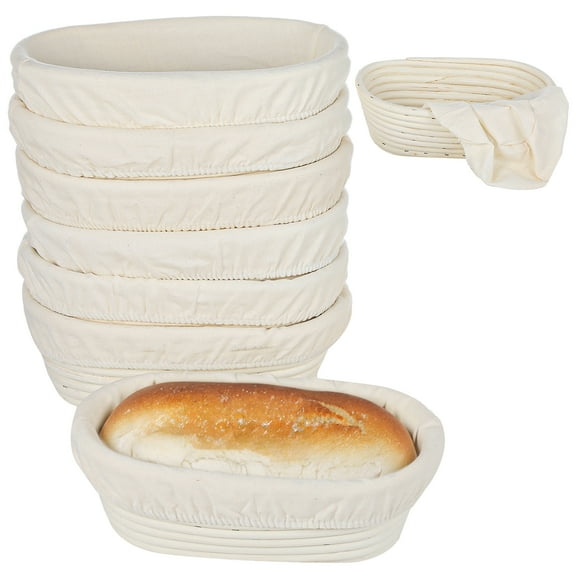 8 Pcs Banneton Bread Proofing Baskets, 10" Oval Sourdough Baking Bowls with Removable Cloth Liners, Rattan Bread Baskets for Even Fermentation, Ideal for Beginners and Pros