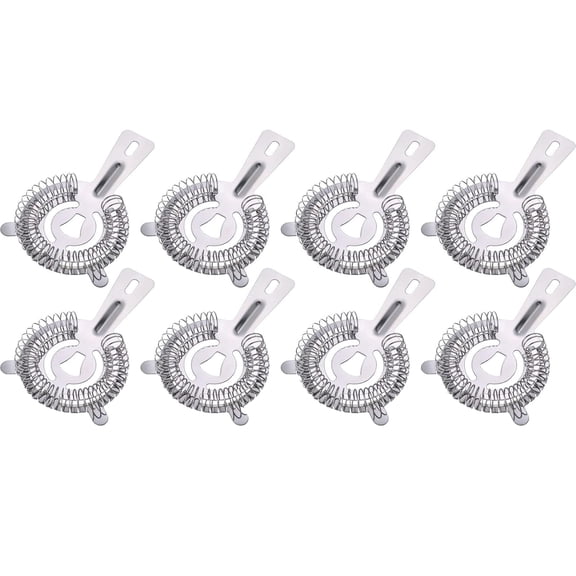 8 Pcs Bar Bartender Strainer Stainless Steel Drink Cocktail Strainers Silver Shaker Ice Bar Shelf or Bartenders Mixologists Drinking Water Filtering