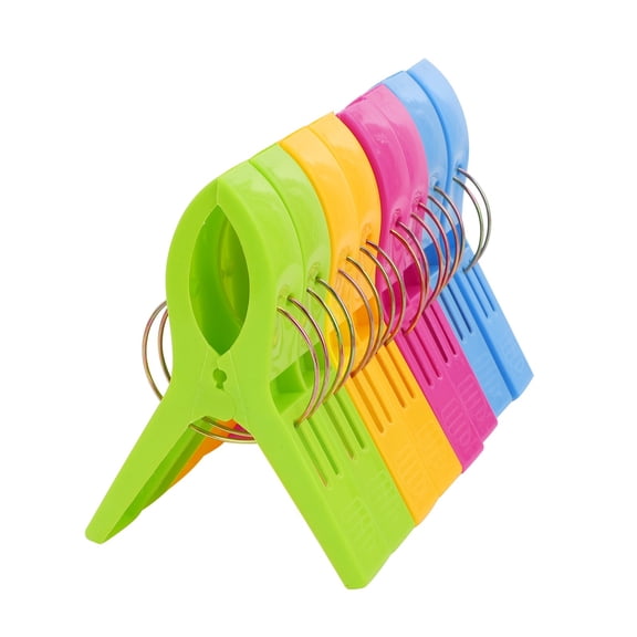 8 Pcs Beach Towel Clips for Beach Chairs Cruise, Strong Grip Clothes Pins Non-Slip Pool Chair Clips Plastic Quilt Drying Clip for Laundry Towel Clothes Blankets, 4.33x3.35 Inch