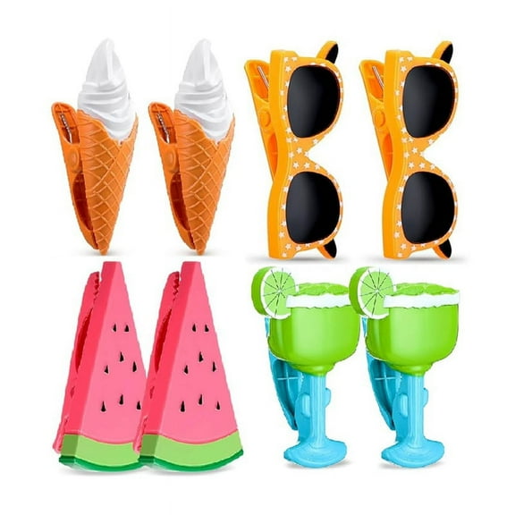 8 Pcs Beach Towel Clips Cute Towel Clips for Chairs Beach Towel Holder Clothes Pegs Clothes Pins for Patio Beach Pool,8x Beach Towel Clips,Multicolor