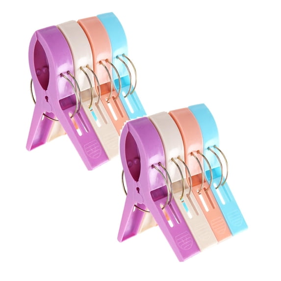 8 Pcs Beach Towel Clips, Heavy Duty Clothes Pins Beach Clips, Towel Clips Clothes Pegs Hanging Clip Clamps for Chairs Clothes, Keep Your Towel Clothes from Blowing Away, 2.87"x4.72", Multicolor B