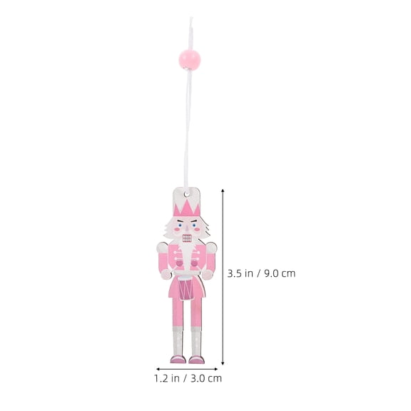 FONDOTIN Nutcracker Ornaments Pink Wooden 8Pcs 3.5x1.2x0.08In