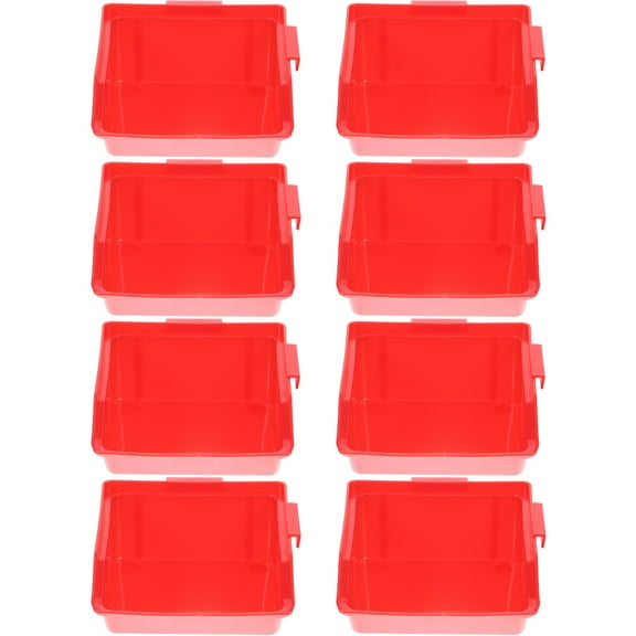 8 Pcs Bins Stacking Storage Shelves Junk Case Crate Office Red