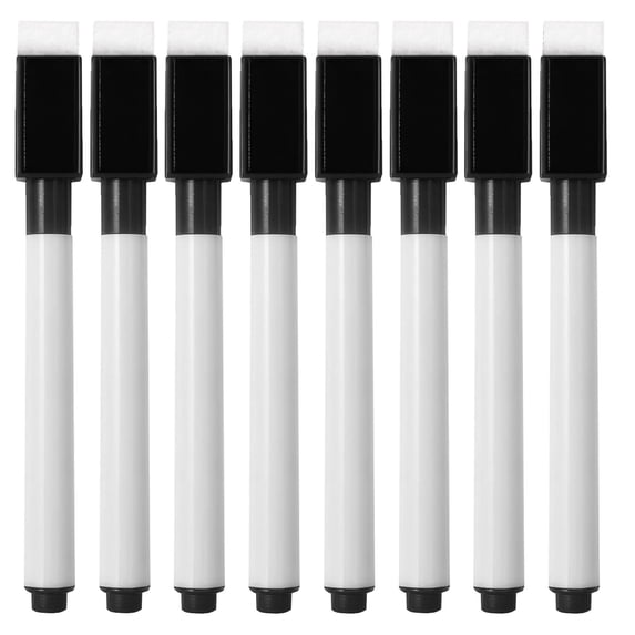 8 Pcs Black Dry Erase Markers with Eraser Cap,White Board Mini Dry Erase Markers Bulk,Fine Point Tip White Board Markers Fine Tip Dry Erase Pens for Home Office Supplies(5ml)(Black,4.4x0.4")