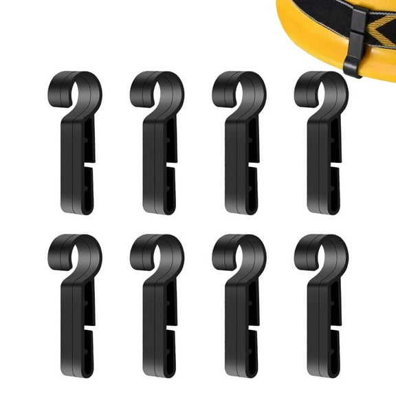 8 Pcs Black Hard Hat Light Clips, Secure Headlamp Mounting Holder for Construction Safety Helmets, Easy Install Accessory Hooks