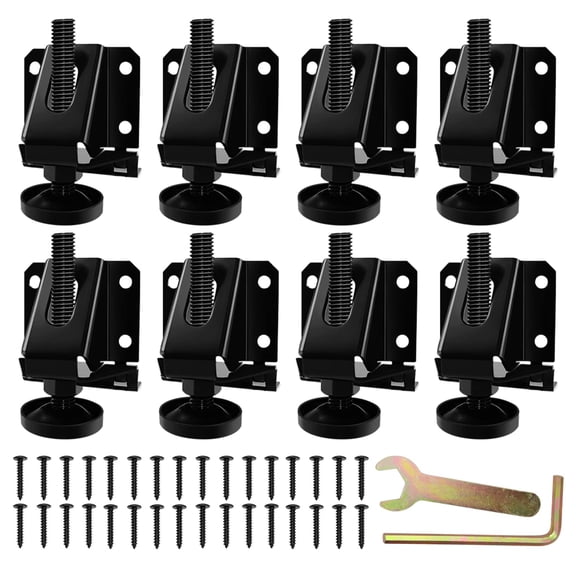 8 Pcs Black Heavy Duty Adjustable Leveling Feet For Furniture Tables Cabinets Workbench Shelving Units