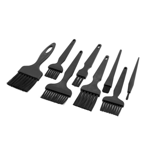 8 Pcs Black Plastic Handle Conductive Ground ESD Anti Static Brush Set