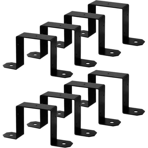 8 Pcs Black Strap Post Ties Brackets 4x4, Thickness 2mm(14 Gauge) Deck Fence Bracket for Gazebo Mounting -