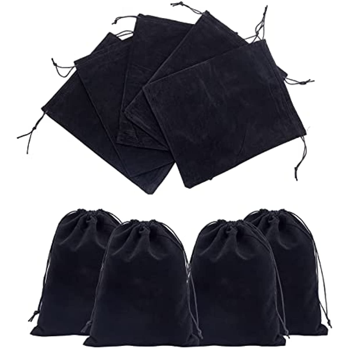 Shintop 10pcs Velvet Drawstring Bags Wedding Gift Bags Velvet Cloth Jewelry  Pouches (Black)
