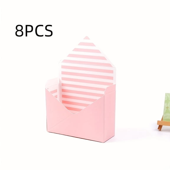 8 Pcs Bouquet Envelope Box with Striped Design, Floral Wrapping Gift Box for Flowers, Valentine’s Day Mother’s Day Wedding Party Favor Container