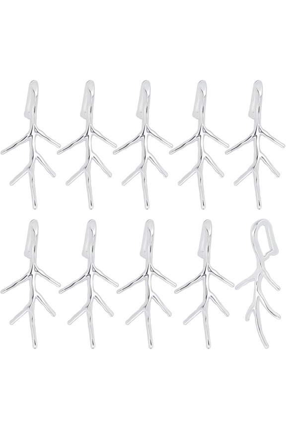 8 Pcs Brass Pendant Pinch Bails Silver Branch Ice Pick Pinch Clip Clasp Bail Snap On Bails Pinch Hook