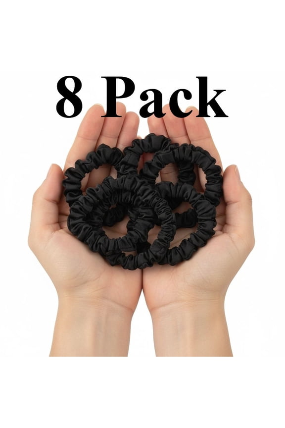 8 Pcs Bulk Pack Satin Sleepy Scrunchies - Silky Hair Ties for Thick, Thin or Curly Hair - Silk Hair Scrunchies for Women