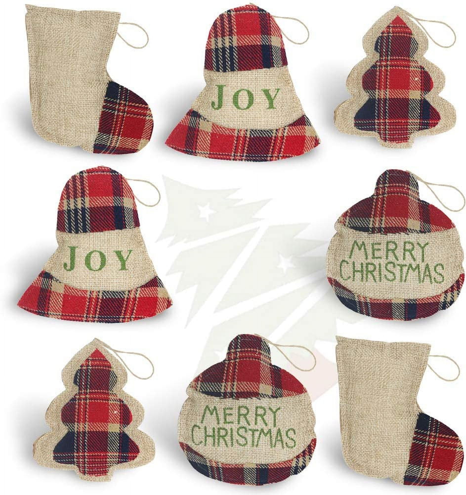 8 Pcs Burlap Christmas Ornaments 2020 Set, Funny Unique Mini Christmas Tree Ornaments Bulk