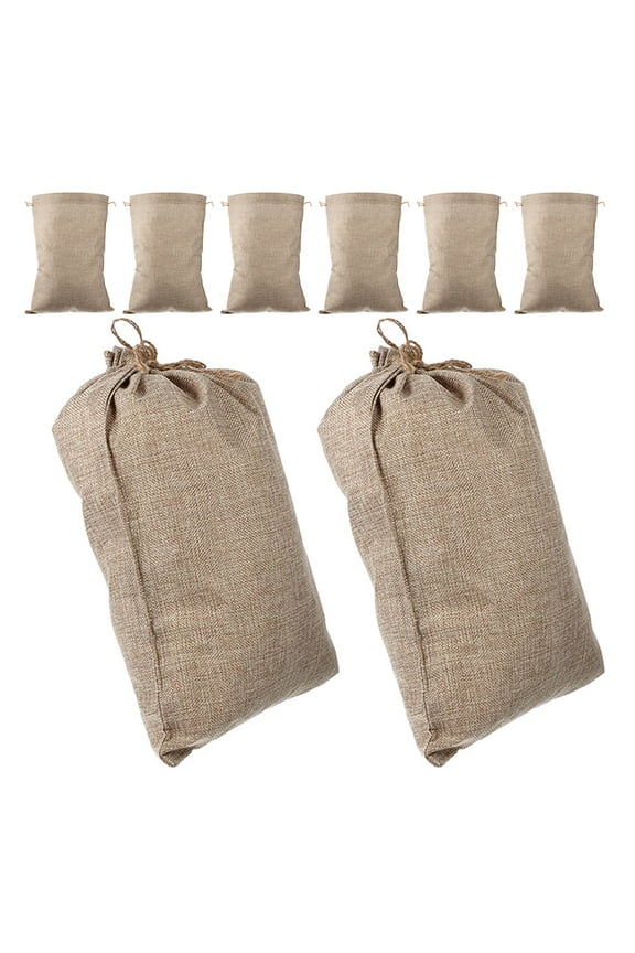 8 Pcs Burlap Drawstring Pocket Burlap Bags Drawstring Pouch Convenient Vegetable Bag Storage Produce Bags Burlap Sack