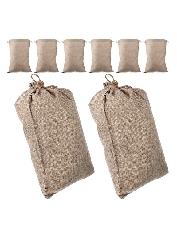 8 Pcs Burlap Drawstring Pocket Burlap Bags Drawstring Pouch Convenient Vegetable Bag Storage Produce Bags Burlap Sack