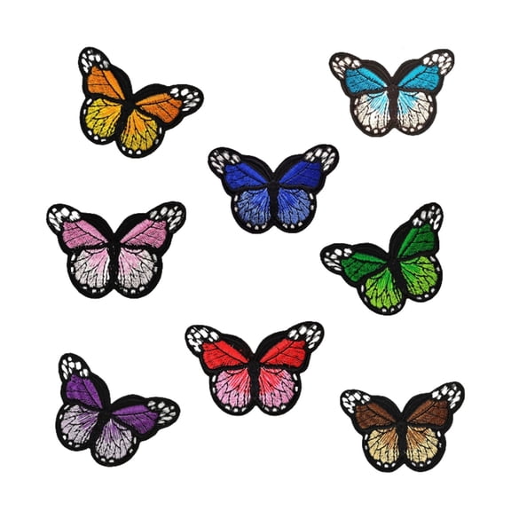8 Pcs Butterfly Iron on Patches, Butterfly Embroidered Iron On Patch Applique, Clothing Fabric Accessories, Flower Sew on Patch Repair Decor for Clothing Backpacks Jackets Hats Jeans DIY Crafts
