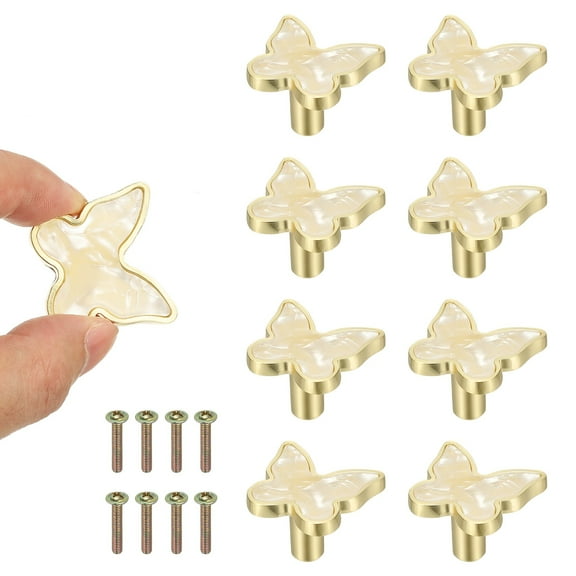 8 Pcs Butterfly Shaped Cabinet Knobs, Bathroom Dresser Knobs Kitchen Drawer Pulls for Wadrobe Cupboard Door Hardware Shell
