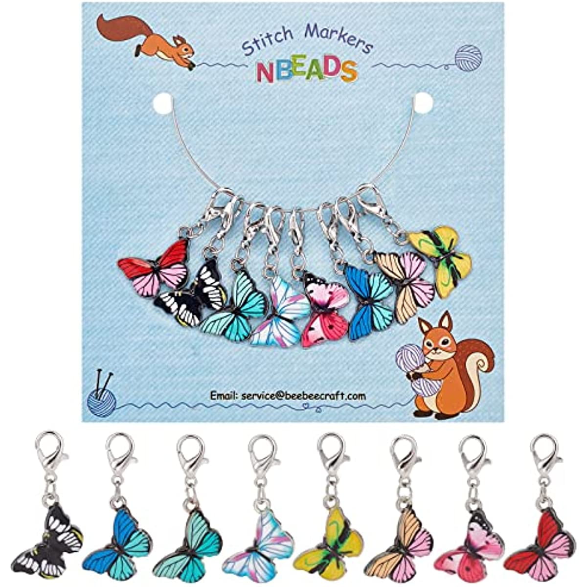  NBEADS 10 Pcs Number 0~9 Stitch Markers, Alloy Enamel