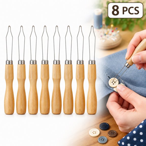 8 Pcs Button Threader Tool Small Button Helper Metal Loop Set