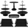 thumbnail image 1 of 8 Pcs Cake Stand Black Metal Dessert Table Display Set, 3-Tier Cupcake Stand, Cake Display Tower and Cookie Tray Rack Serving Tray for Birthday Party, Weddings, Baby Shower (Black), 1 of 14