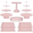 thumbnail image 1 of 8 Pcs Cake Stand Pink Metal Dessert Table Display Set, 3-Tier Cupcake Stand, Cake Display Tower and Cookie Tray Rack Serving Tray for Birthday Party, Weddings, Baby Shower (Pink), 1 of 14