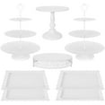 thumbnail image 1 of 8 Pcs Cake Stand White Metal Dessert Table Display Set, 3-Tier Cupcake Stand, Cake Display Tower and Cookie Tray Rack Serving Tray for Birthday Party, Weddings, Baby Shower (White), 1 of 14