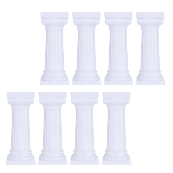 UEETEK 8 Pcs Roman Column Cake Stands White Plastic Multi Layer Cake Display For Bakers