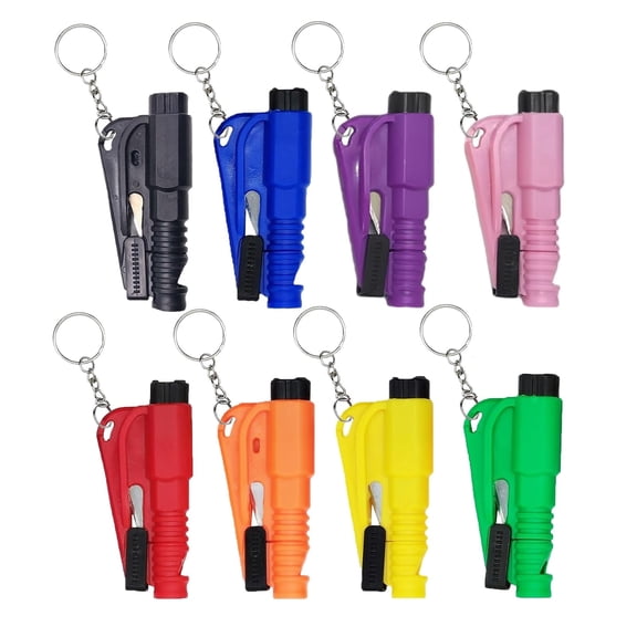 8 Pcs Car Window Breaker Tool Keychain,3 in 1 Glass Breaker and Seatbelt Cutter & Survival Whistle, Emergency Keychain Car Escape Tool Applicable to All Cars, Car Accessories
