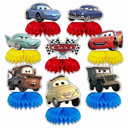 8 Pcs Cars Honeycomb Centerpieces 3D Table Decorations McQueen Table Deco Birthday Party Supplies Party Decoration