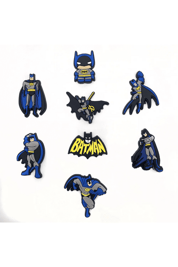 8 Pcs Cartoon Batman PVC Shoe Charms for Clog Sandals, Cute Shoes Decoration Charms for Teen Adults Party Gifts