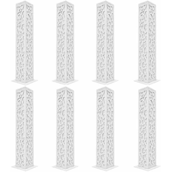 8 Pcs Carved Hollow-Out Flower Column Set, 47.24in Tall Roman Decorative Columns with LED Lights, White Pillar Decoration Wedding Flower Stands for Party Event$$Home Decor, Kitchen, & Other