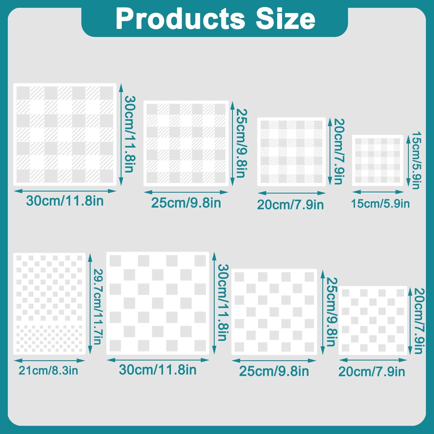 8 Pcs Checkerboard Stencils Reusable Paint Stencils for Wood Wall Tile ...