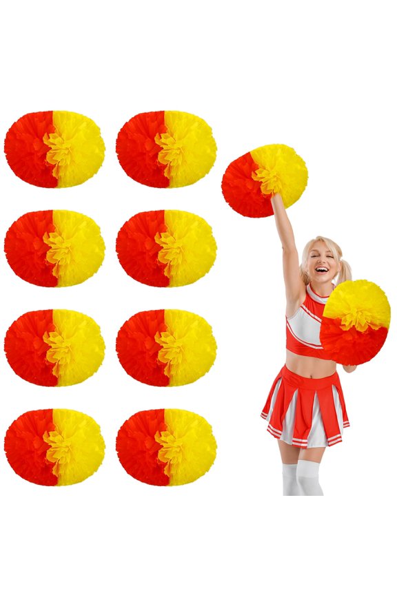8 Pcs Cheerleading Pom Poms,14.57inch with Handle Style Cheerleading Handheld Squad Pompoms for Sports Team Cheer Spirit