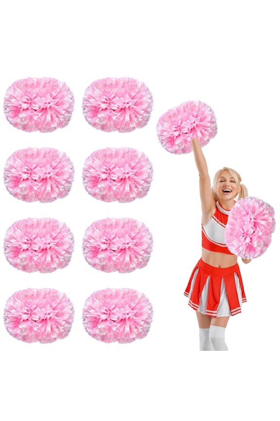 8 Pcs Cheerleading Pom Poms,14.57inch with Handle Style Cheerleading Handheld Squad Pompoms for Sports Team Cheer Spirit