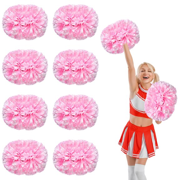 8 Pcs Cheerleading Pom Poms,14.57inch with Handle Style Cheerleading Handheld Squad Pompoms for Sports Team Cheer Spirit