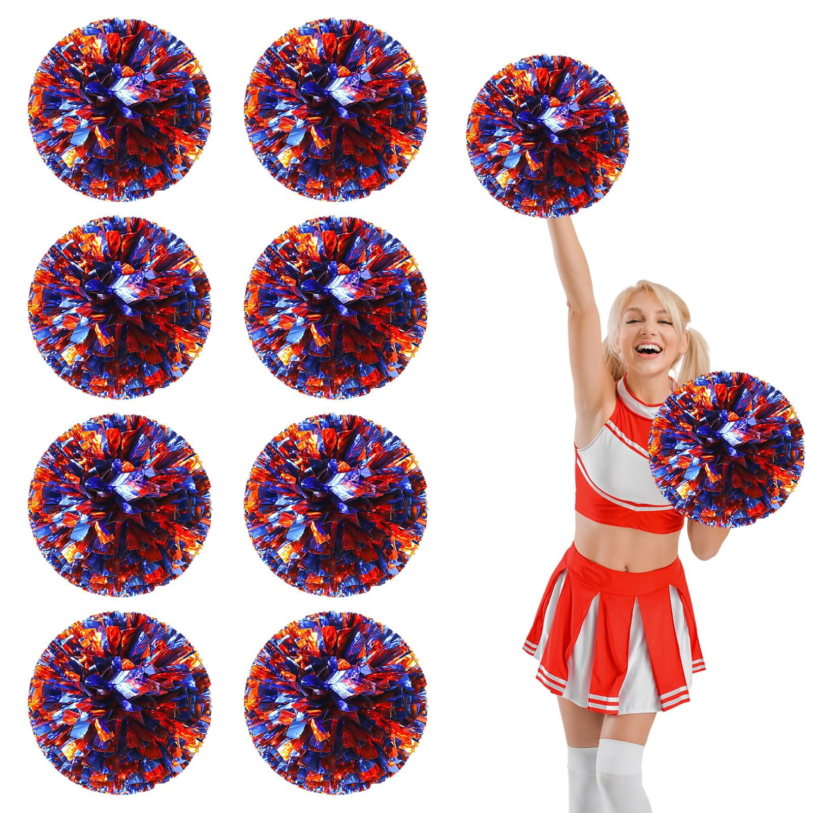 8 Pcs Cheerleading Pom Poms, Cheerleader Pompoms with Finger Holes,Fit for Team Spirit Sports Dance Cheering (Black)