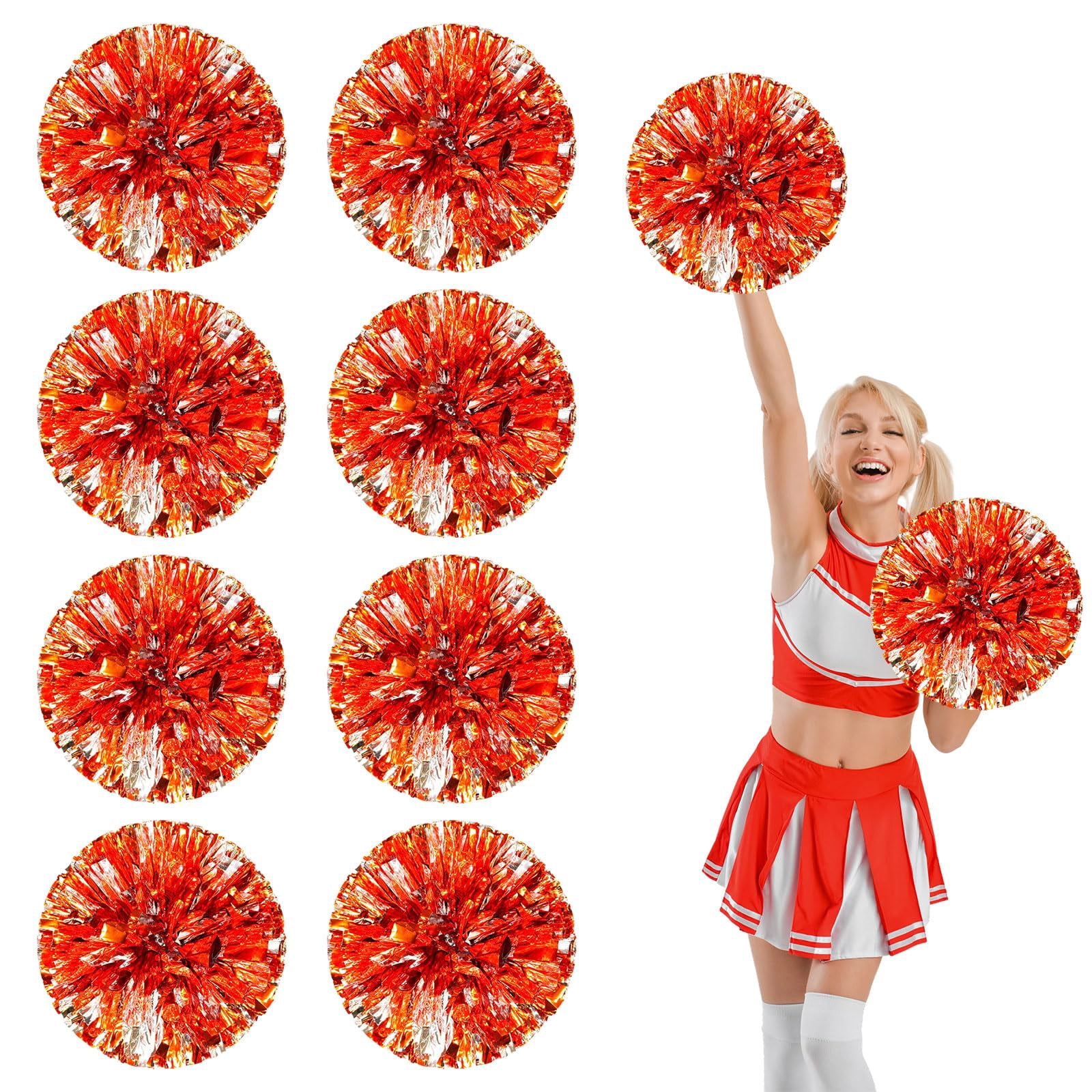 8 Pcs Cheerleading Pom Poms, Cheerleader Pompoms with Finger Holes,Fit for Team Spirit Sports Dance Cheering (Black)