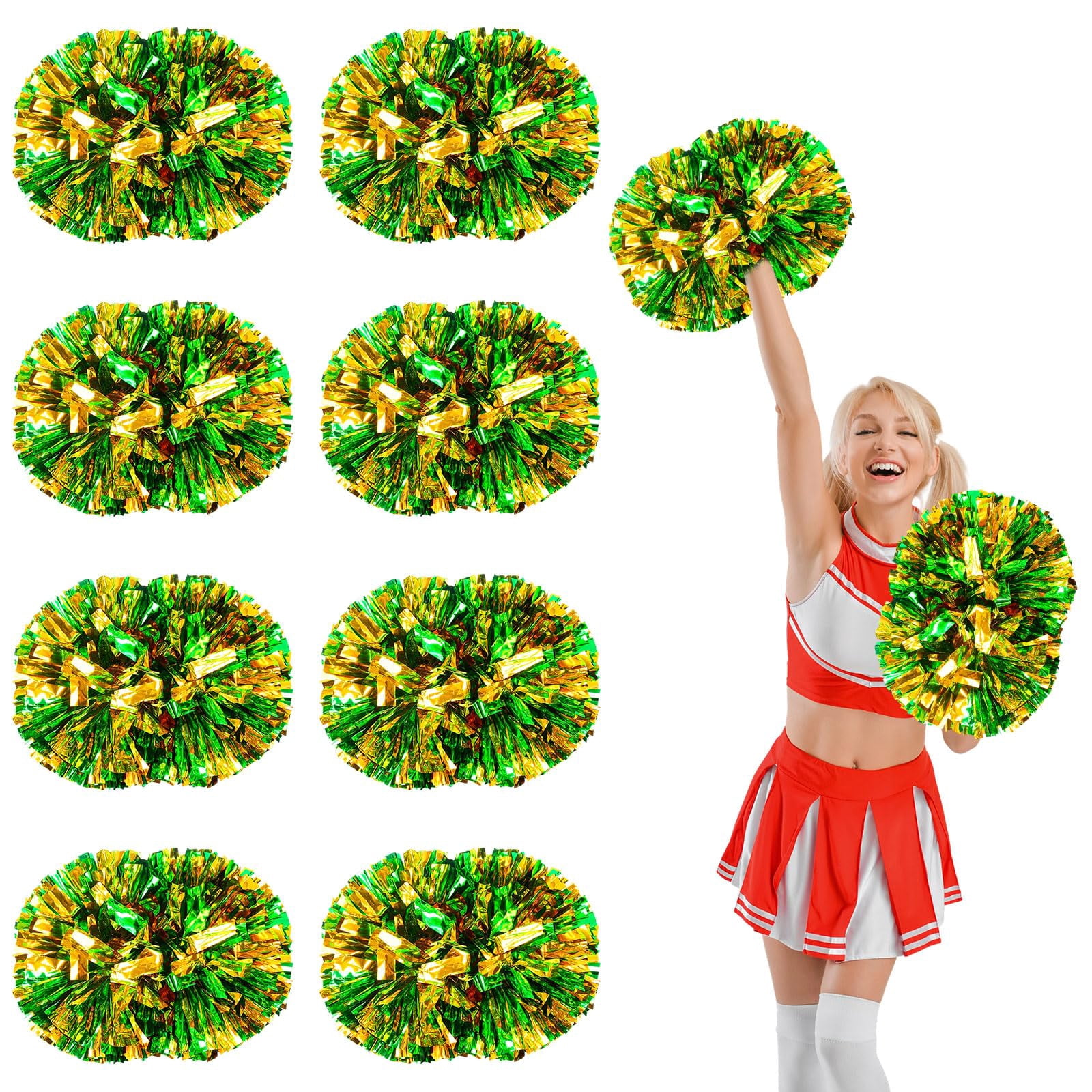 8 Pcs Cheerleading Pom Poms, Cheerleader Pompoms with Handle Style,Fit for Team Spirit Sports Dance Cheering