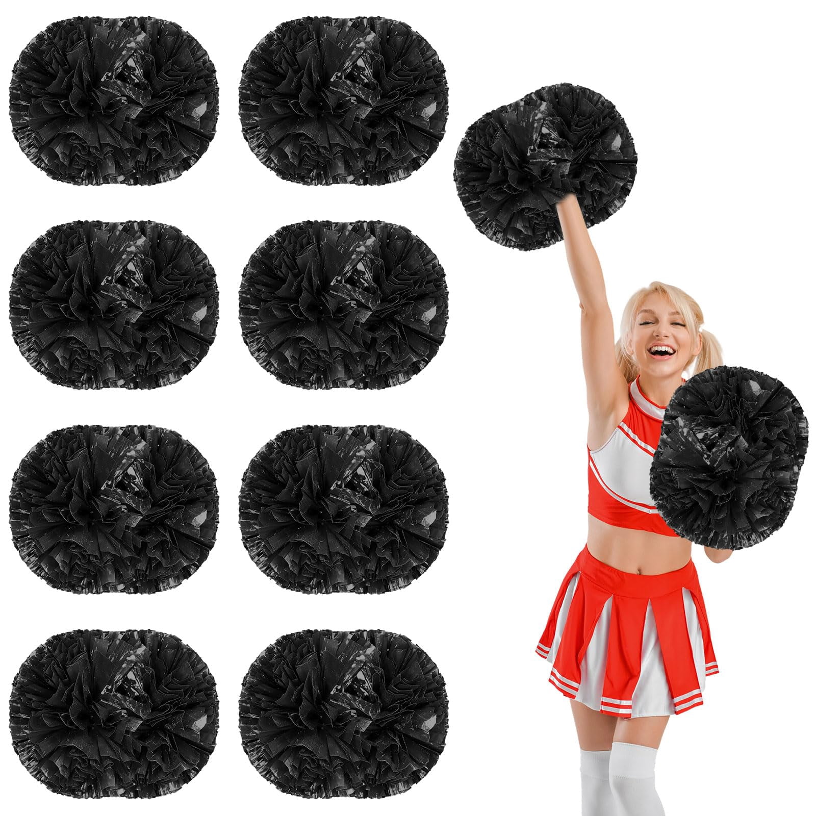 8 Pcs Cheerleading Pom Poms, Cheerleader Pompoms with Handle Style,Fit for Team Spirit Sports Dance Cheering