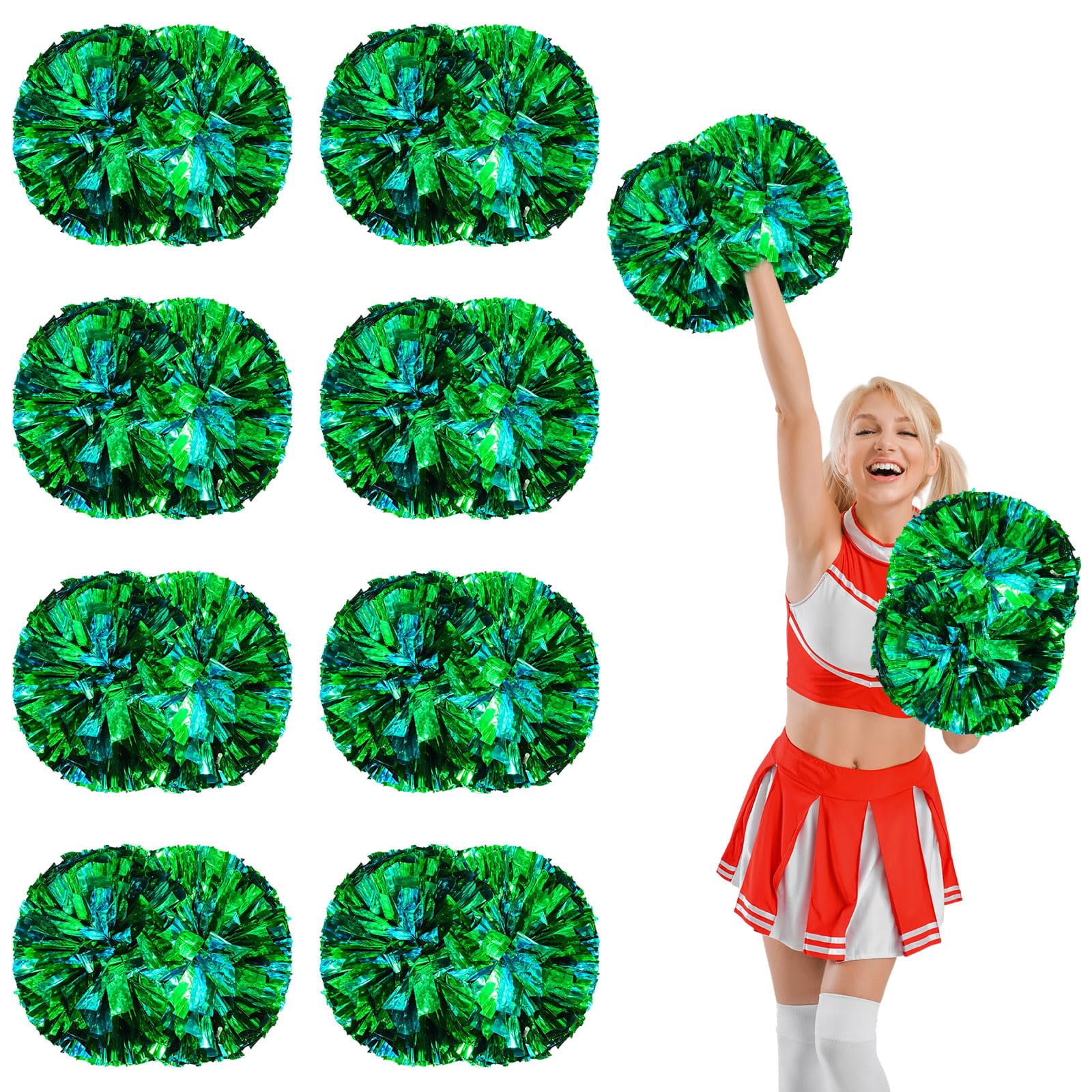 8 Pcs Cheerleading Pom Poms, Cheerleader Pompoms with Handle Style,Fit for Team Spirit Sports Dance Cheering