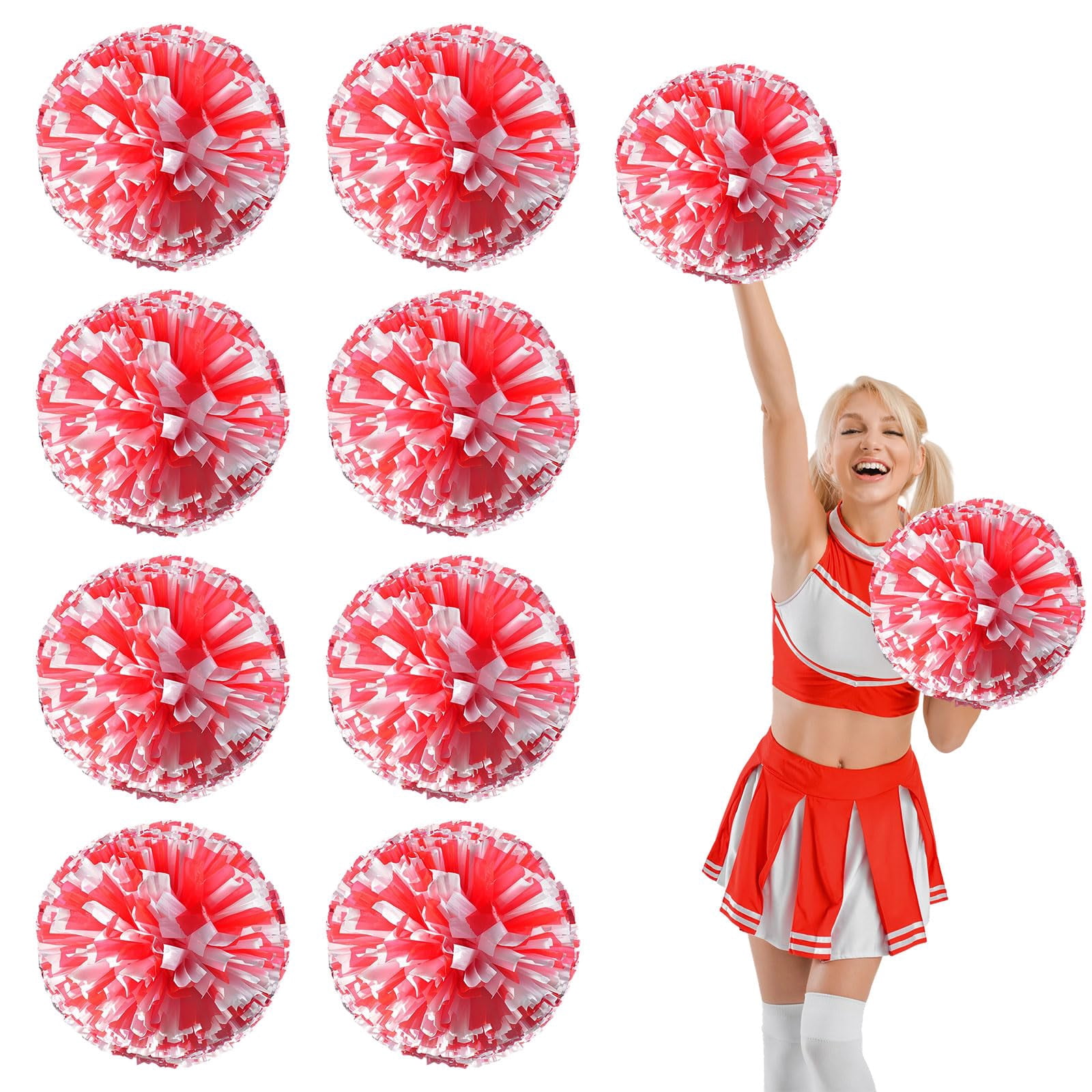 8 Pcs Cheerleading poms,13.7inch pom poms Cheerleading with Straight Handle Style Cheer Pom Pomsfor Dance, Matches, Team Spirit Sports