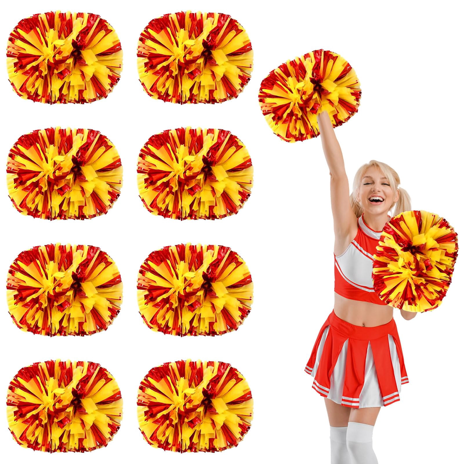 8 Pcs Cheerleading poms,14.57inch pom poms Cheerleading with Handle Style Cheer Pom Pomsfor Dance, Matches, Team Spirit Sports