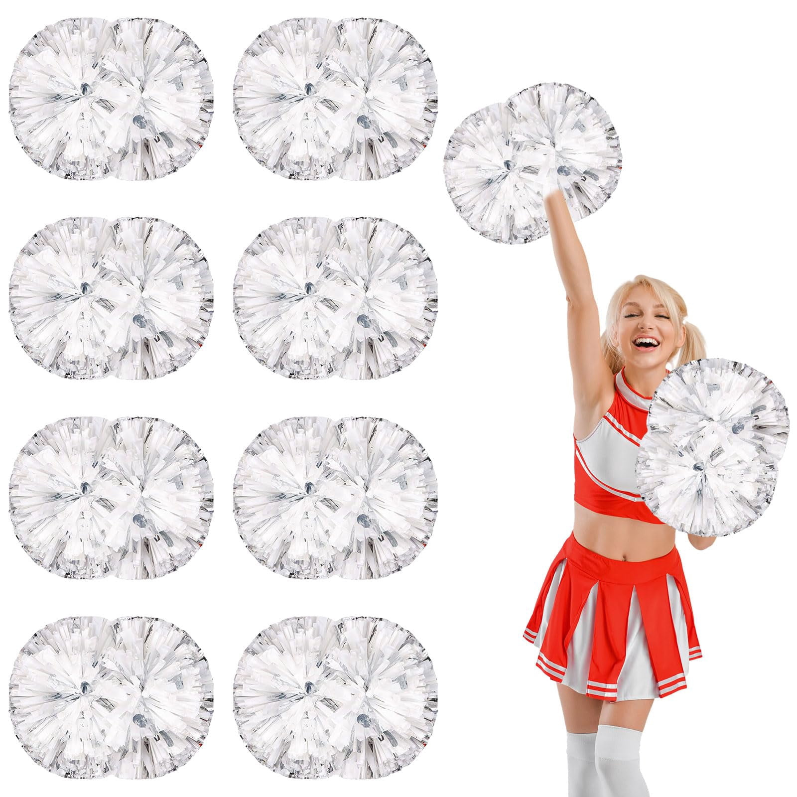 8 Pcs Cheerleading poms,14.57inch pom poms Cheerleading with Handle Style Cheer Pom Pomsfor Dance, Matches, Team Spirit Sports