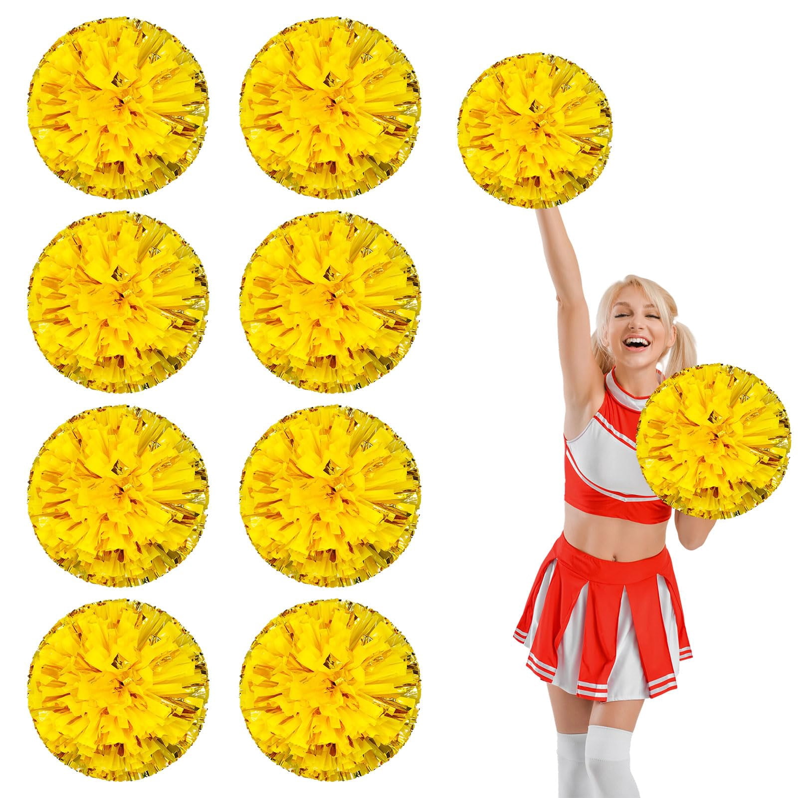 8 Pcs Cheerleading poms,pom poms Cheerleading with Finger Holes Cheer Pom Pomsfor Dance, Matches, Team Spirit Sports