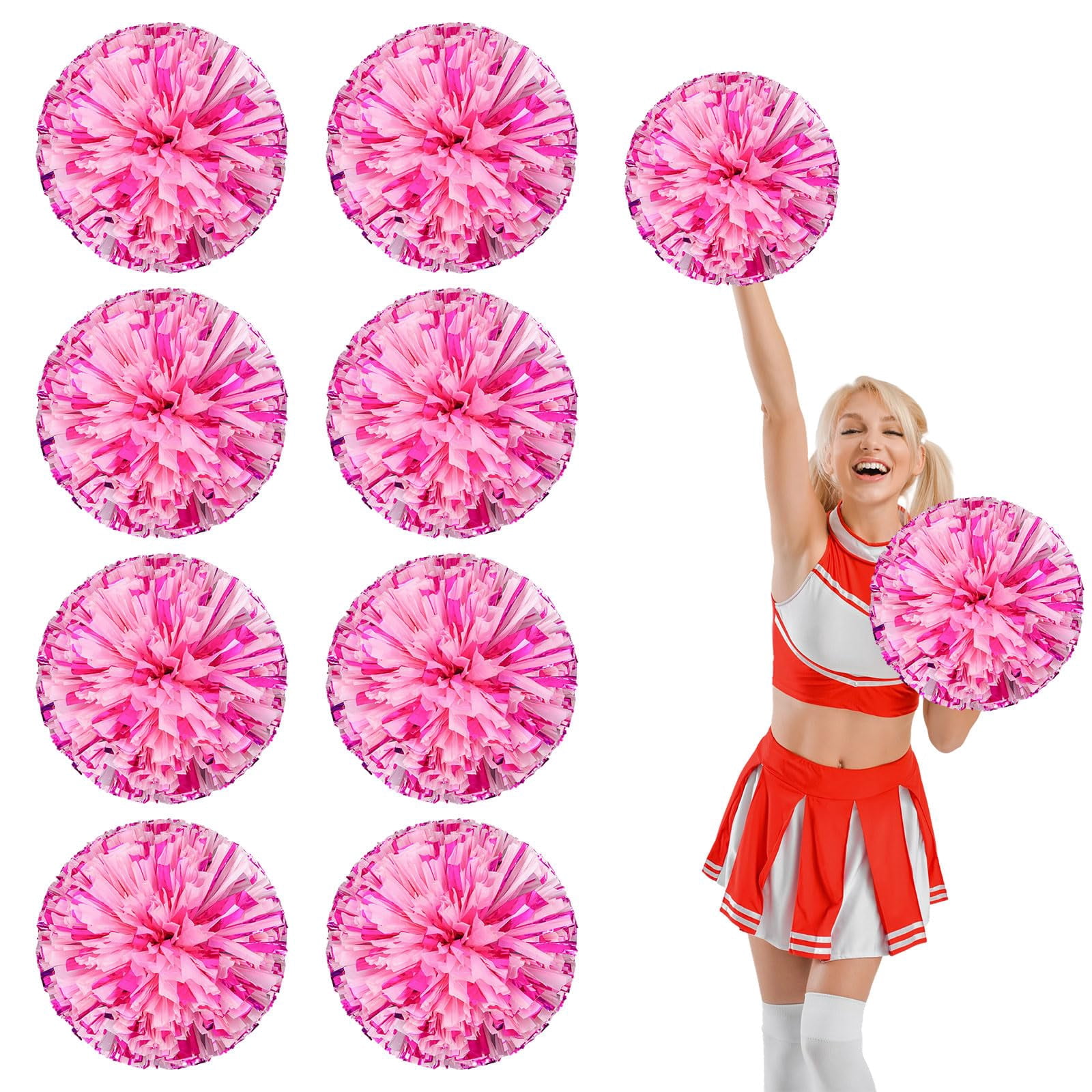 8 Pcs Cheerleading poms,pom poms Cheerleading with Finger Holes Cheer Pom Pomsfor Dance, Matches, Team Spirit Sports
