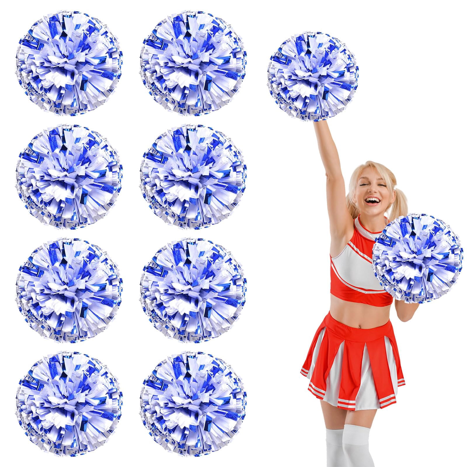 8 Pcs Cheerleading poms,pom poms Cheerleading with Finger Holes Cheer Pom Pomsfor Dance, Matches, Team Spirit Sports
