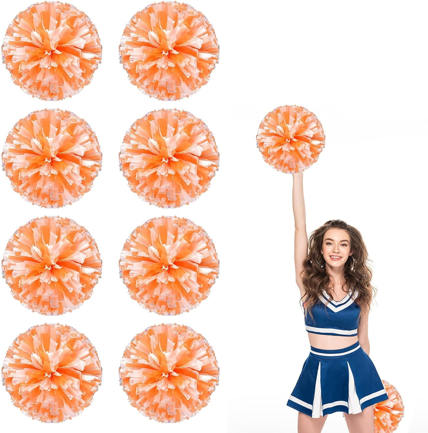 8 Pcs Cheerleading poms,pom poms Cheerleading with Finger Holes Metallic Foil Cheer Pom Pomsfor Dance, Matches, Team Spirit Sports (Black+Green)