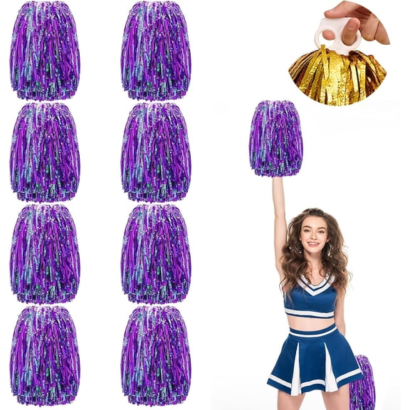 8 Pcs Cheerleading poms,pom poms Cheerleading with Finger for Rooters Cheering Squad Team Spirit Sports (Colorful+Gold)