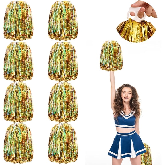 8 Pcs Cheerleading poms,pom poms Cheerleading with Finger for Rooters Cheering Squad Team Spirit Sports (Colorful+Gold)