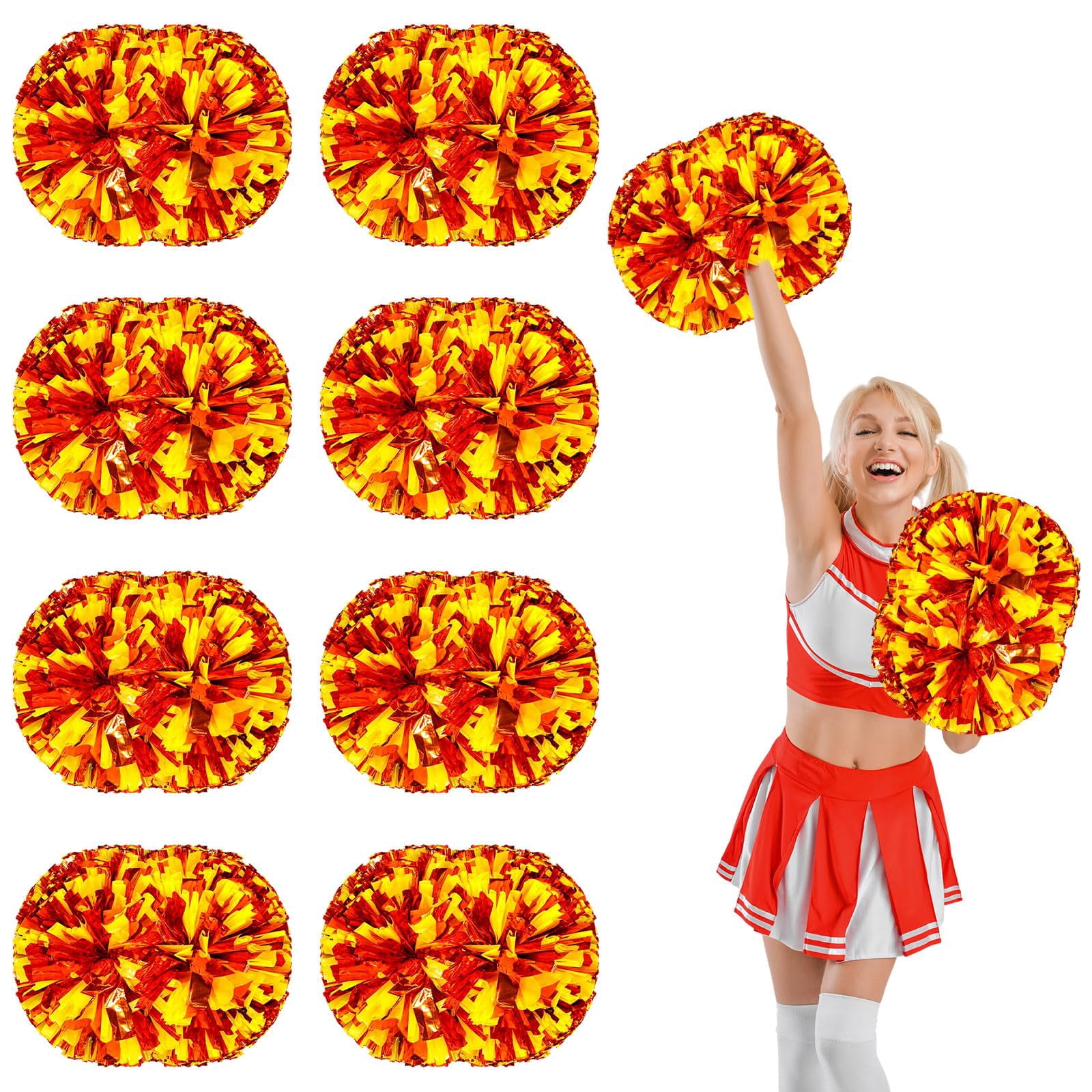 8 Pcs Cheerleading poms,pom poms Cheerleading with Handle Style Cheer Pom Pomsfor Dance, Matches, Team Spirit Sports